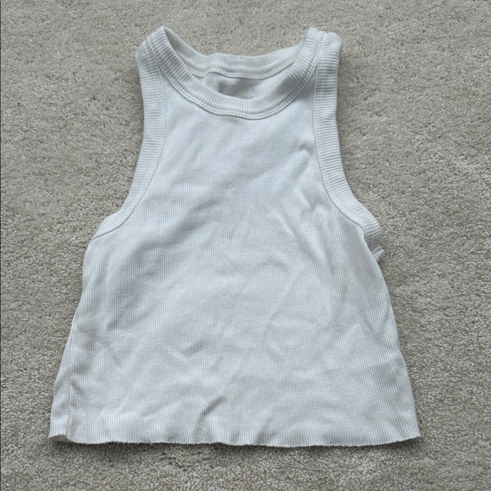 Aerie White Ribbed Tank Top
